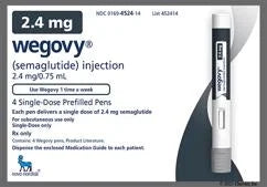 Wegovy (semaglutide) 18 to 72 Pens, Choice of 0.25 mg, 0.5 mg, 1 mg, 1.7 mg, 2.4 mg