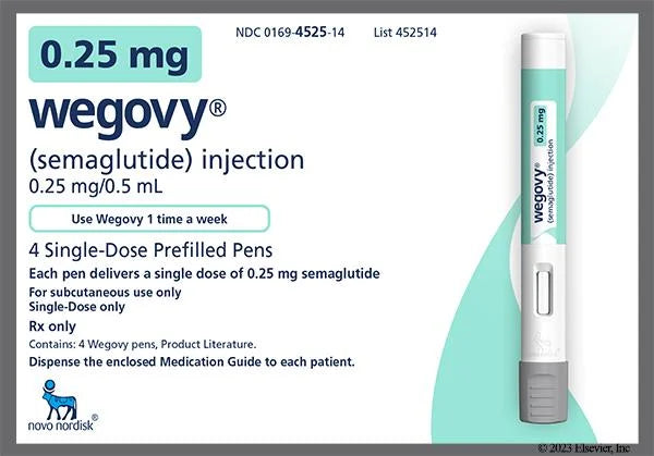 Wegovy (semaglutide) 18 to 72 Pens, Choice of 0.25 mg, 0.5 mg, 1 mg, 1.7 mg, 2.4 mg